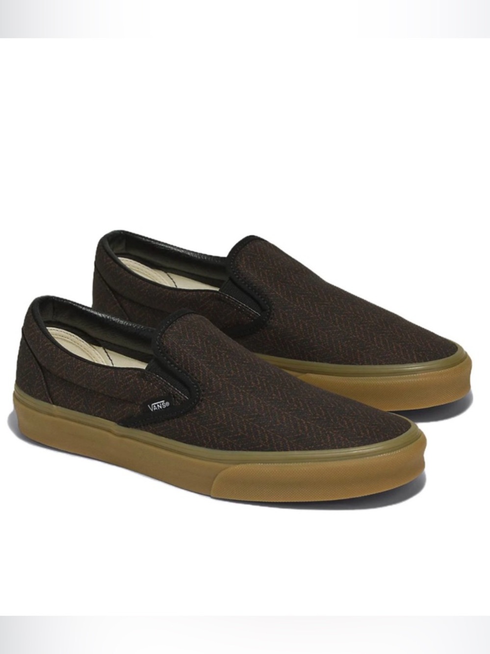 Vans Classic Slip-On Herringbone Shoes 'Black Tan' VN000BVZYS8
